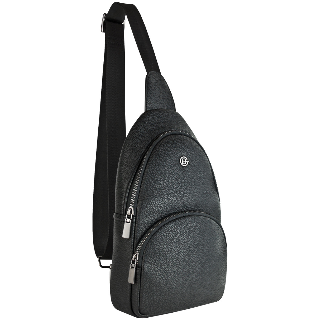 Raine Sling Vegan Leather Bag Mens Bag, Front Angle Close up