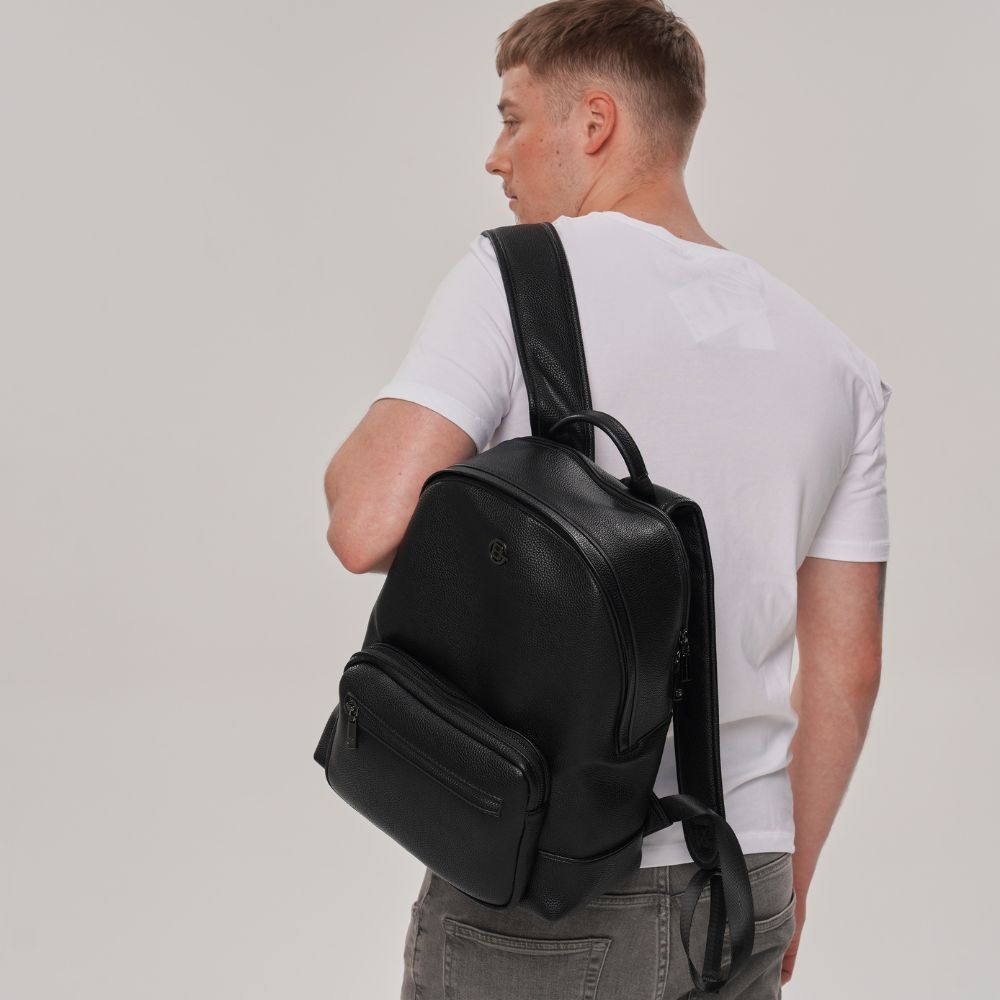 benji leather backpack Medium Crossbody Golden Glow Bag Double handle Metal logo and Benjamin Berner embossed Backpack by CAT (USA). Article: